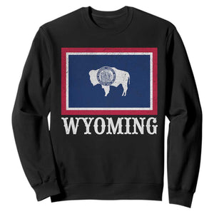 Vintage State of Wyoming Flag Bison Cheyenne Jackson Hole Sweatshirt TS11 Black Print Your Wear