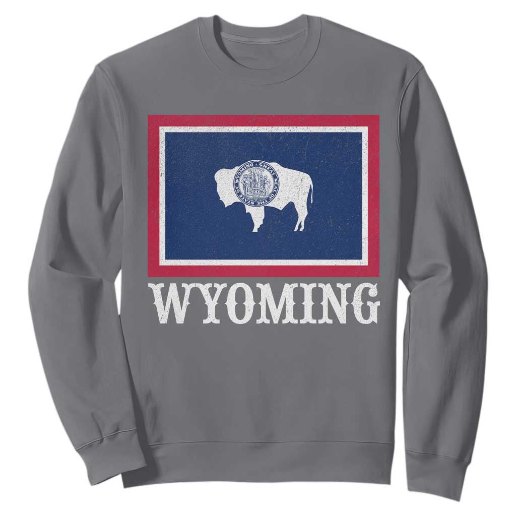 Vintage State of Wyoming Flag Bison Cheyenne Jackson Hole Sweatshirt TS11 Charcoal Print Your Wear