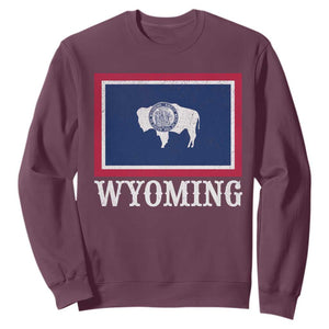 Vintage State of Wyoming Flag Bison Cheyenne Jackson Hole Sweatshirt TS11 Maroon Print Your Wear