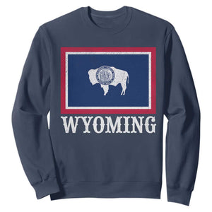 Vintage State of Wyoming Flag Bison Cheyenne Jackson Hole Sweatshirt TS11 Navy Print Your Wear