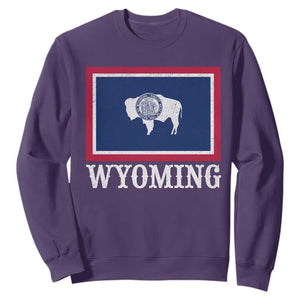 Vintage State of Wyoming Flag Bison Cheyenne Jackson Hole Sweatshirt TS11 Purple Print Your Wear