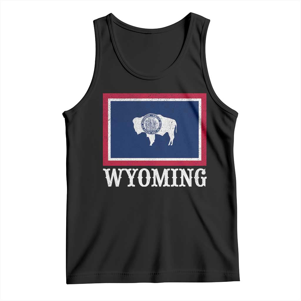 Vintage State of Wyoming Flag Bison Cheyenne Jackson Hole Tank Top TS11 Black Print Your Wear