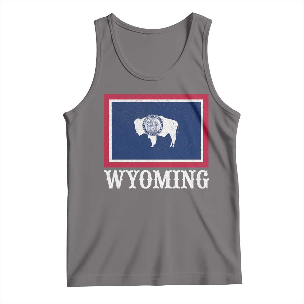 Vintage State of Wyoming Flag Bison Cheyenne Jackson Hole Tank Top TS11 Deep Heather Print Your Wear