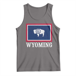 Vintage State of Wyoming Flag Bison Cheyenne Jackson Hole Tank Top TS11 Deep Heather Print Your Wear