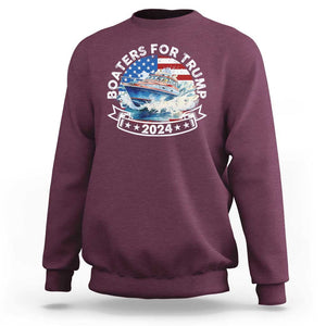 Boaters for Trump 2024 Sweatshirt Boat American Flag Ocean Wave TS11 Maroon Print Your Wear