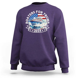 Boaters for Trump 2024 Sweatshirt Boat American Flag Ocean Wave TS11 Purple Print Your Wear