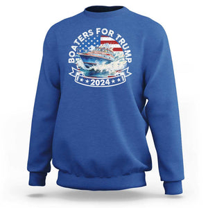 Boaters for Trump 2024 Sweatshirt Boat American Flag Ocean Wave TS11 Royal Blue Print Your Wear