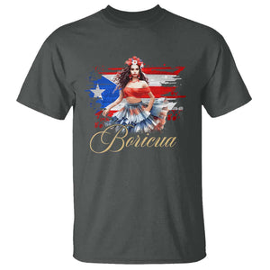 Puerto Rico T Shirt Boricua Hispanic Heritage Month Bomba Dancer TS11 Dark Heather Print Your Wear