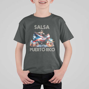 Puerto Rico T Shirt For Kid Salsa Dance Puerto Rican Flag Hispanic Heritage Month TS11 Dark Heather Print Your Wear