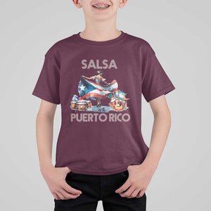 Puerto Rico T Shirt For Kid Salsa Dance Puerto Rican Flag Hispanic Heritage Month TS11 Maroon Print Your Wear