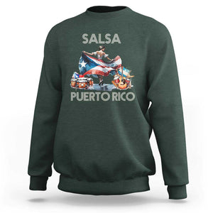 Puerto Rico Sweatshirt Salsa Dance Puerto Rican Flag Hispanic Heritage Month TS11 Dark Forest Green Print Your Wear