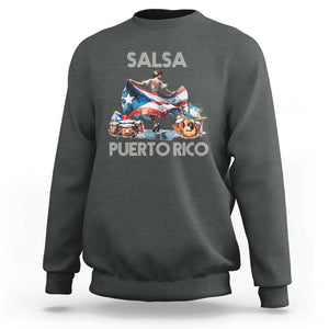 Puerto Rico Sweatshirt Salsa Dance Puerto Rican Flag Hispanic Heritage Month TS11 Dark Heather Print Your Wear