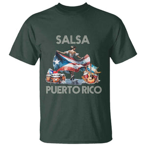 Puerto Rico T Shirt Salsa Dance Puerto Rican Flag Hispanic Heritage Month TS11 Dark Forest Green Print Your Wear