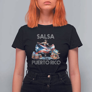 Puerto Rico T Shirt For Women Salsa Dance Puerto Rican Flag Hispanic Heritage Month TS11 Black Print Your Wear