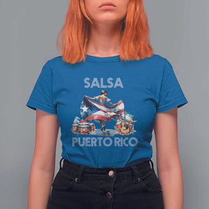 Puerto Rico T Shirt For Women Salsa Dance Puerto Rican Flag Hispanic Heritage Month TS11 Royal Blue Print Your Wear