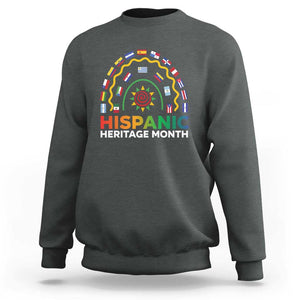 Hispanic Heritage Month Sweatshirt Hispanic Countries Rainbow Flag Sunflower TS11 Dark Heather Print Your Wear