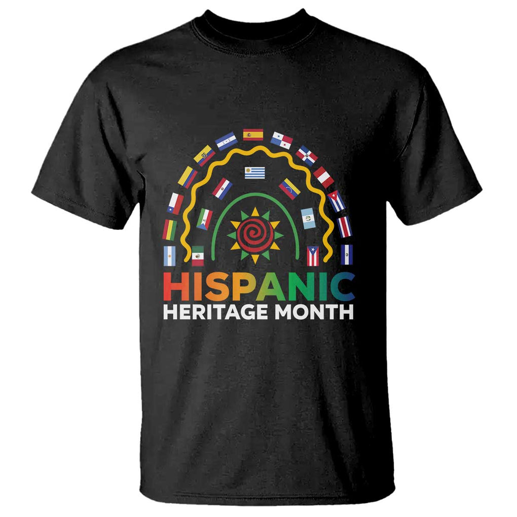 Hispanic Heritage Month T Shirt Hispanic Countries Rainbow Flag Sunflower TS11 Black Print Your Wear