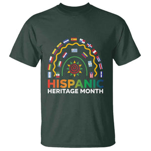 Hispanic Heritage Month T Shirt Hispanic Countries Rainbow Flag Sunflower TS11 Dark Forest Green Print Your Wear