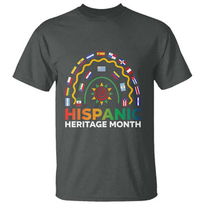 Hispanic Heritage Month T Shirt Hispanic Countries Rainbow Flag Sunflower TS11 Dark Heather Print Your Wear