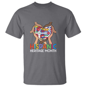 Hispanic Heritage Month T Shirt Latino Countries Flag Heart Puzzle TS11 Charcoal Print Your Wear