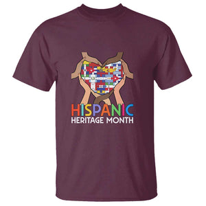 Hispanic Heritage Month T Shirt Latino Countries Flag Heart Puzzle TS11 Maroon Print Your Wear