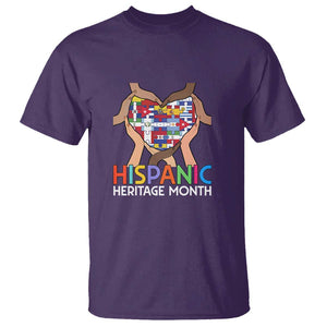 Hispanic Heritage Month T Shirt Latino Countries Flag Heart Puzzle TS11 Purple Print Your Wear