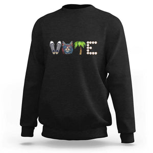 Funny Vote For Kamala Sweatshirt Voter Rights Shoes Cat Coconut Tree Pearls TS11 Black Print Your Wear