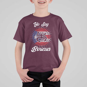 Yo Soy Boricua T Shirt For Kid Puerto Rico Flag Hispanic Heritage Month Taino TS11 Maroon Print Your Wear