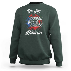 Yo Soy Boricua Sweatshirt Puerto Rico Flag Hispanic Heritage Month Taino TS11 Dark Forest Green Print Your Wear