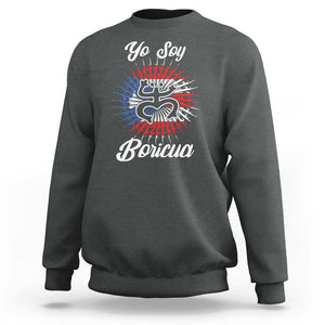 Yo Soy Boricua Sweatshirt Puerto Rico Flag Hispanic Heritage Month Taino TS11 Dark Heather Print Your Wear