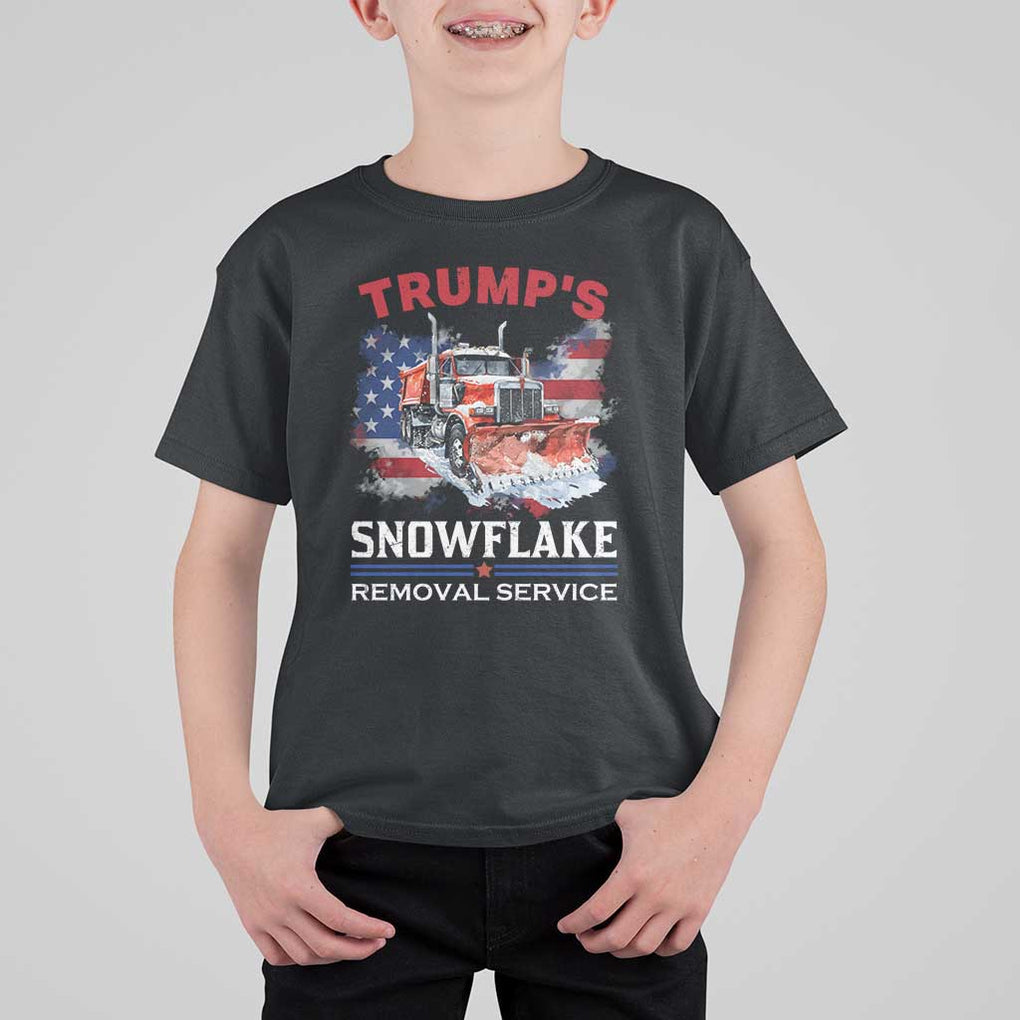 Funny Trump 2024 T Shirt For Kid Trump's Snowflake Removal Service US Flag TS11 Black Print Your Wear