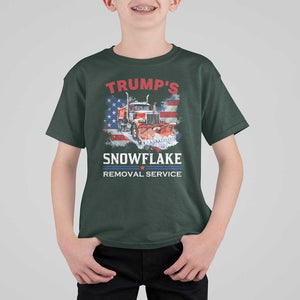 Funny Trump 2024 T Shirt For Kid Trump's Snowflake Removal Service US Flag TS11 Dark Forest Green Print Your Wear