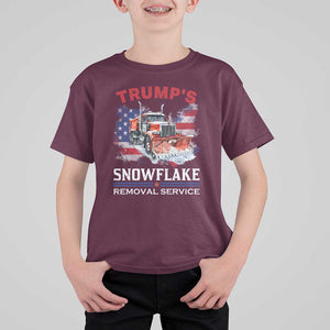 Funny Trump 2024 T Shirt For Kid Trump's Snowflake Removal Service US Flag TS11 Maroon Print Your Wear