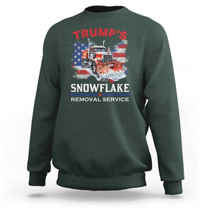 Funny Trump 2024 Sweatshirt Trump's Snowflake Removal Service US Flag TS11 Dark Forest Green Print Your Wear