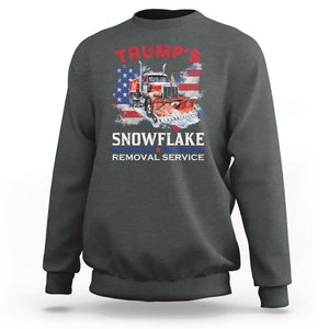 Funny Trump 2024 Sweatshirt Trump's Snowflake Removal Service US Flag TS11 Dark Heather Print Your Wear