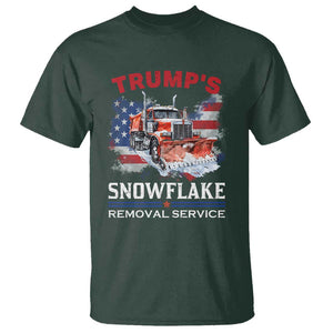 Funny Trump 2024 T Shirt Trump's Snowflake Removal Service US Flag TS11 Dark Forest Green Print Your Wear