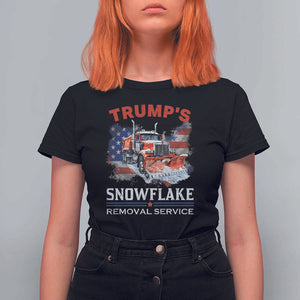 Funny Trump 2024 T Shirt For Women Trump's Snowflake Removal Service US Flag TS11 Black Print Your Wear