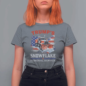 Funny Trump 2024 T Shirt For Women Trump's Snowflake Removal Service US Flag TS11 Charcoal Print Your Wear