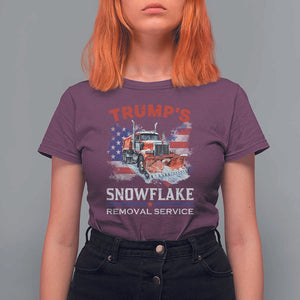 Funny Trump 2024 T Shirt For Women Trump's Snowflake Removal Service US Flag TS11 Maroon Print Your Wear