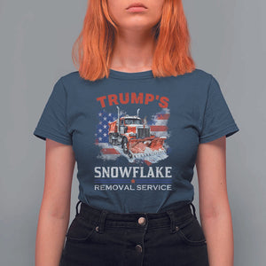 Funny Trump 2024 T Shirt For Women Trump's Snowflake Removal Service US Flag TS11 Navy Print Your Wear