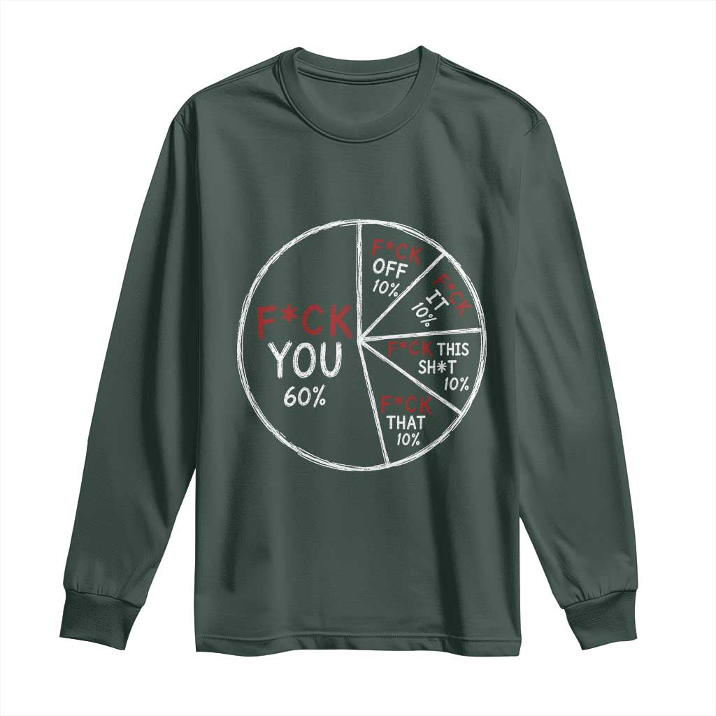 Funny Fck You Pie Chart Long Sleeve Shirt Math Sarcastic Humor TS11 Dark Forest Green Print Your Wear