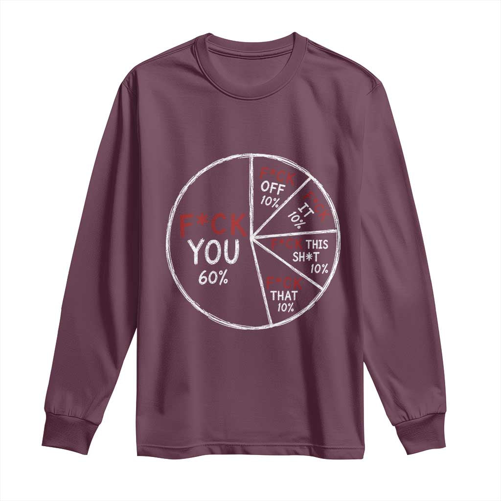 Funny Fck You Pie Chart Long Sleeve Shirt Math Sarcastic Humor TS11 Maroon Print Your Wear