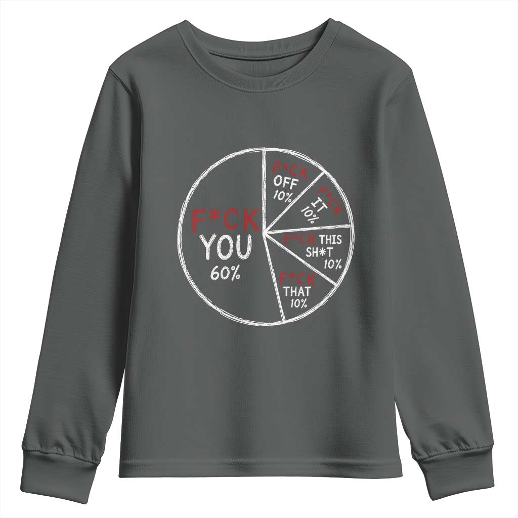 Funny Fck You Pie Chart Youth Sweatshirt Math Sarcastic Humor TS11 Dark Heather Print Your Wear