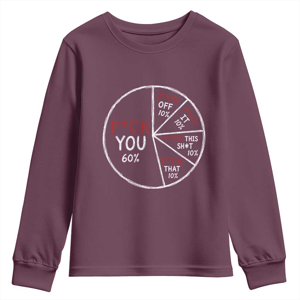 Funny Fck You Pie Chart Youth Sweatshirt Math Sarcastic Humor TS11 Maroon Print Your Wear