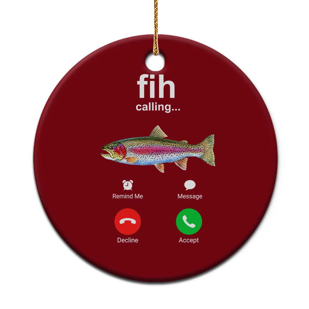 Funny Trout Fish Fih Calling Meme Phone Joke Ceramic Ornament