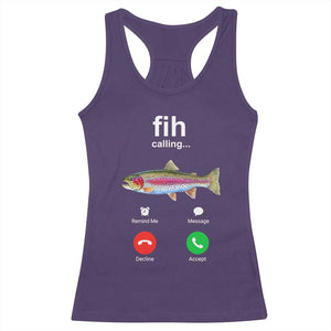 Funny Trout Fish Fih Calling Meme Phone Joke Racerback Tank Top