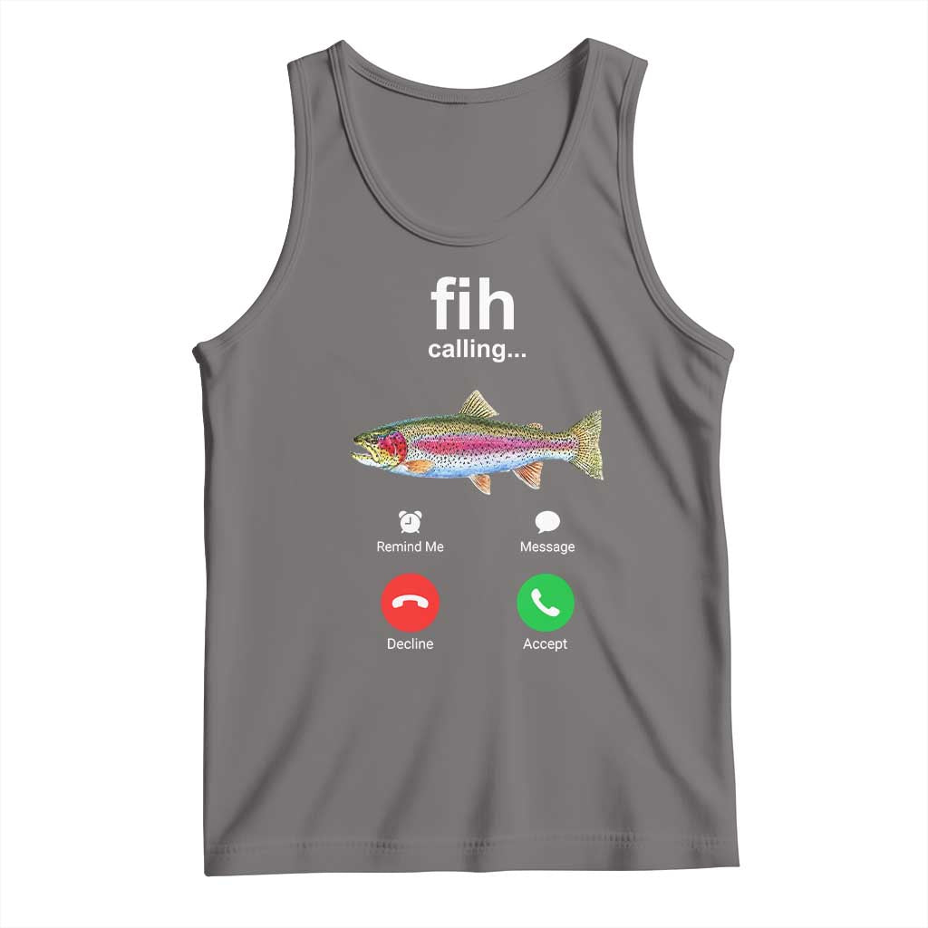 Funny Trout Fish Fih Calling Meme Phone Joke Tank Top