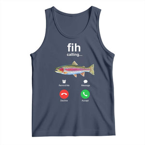 Funny Trout Fish Fih Calling Meme Phone Joke Tank Top