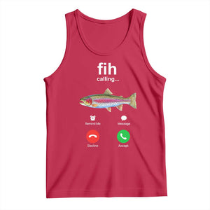 Funny Trout Fish Fih Calling Meme Phone Joke Tank Top