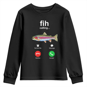 Funny Trout Fish Fih Calling Meme Phone Joke Youth Sweatshirt
